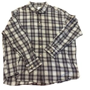 Joseph Abboud Shirt Men Size XXL Blue Plaid Check Cashmere Flannel Button Casual